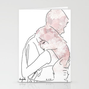 Romantic Line Art Card/Floral Line/Wedding Gift Butch Femme Non-Binary/Transgender Couple Queer Art/LGBTQ/Love Is Love Genderqueer