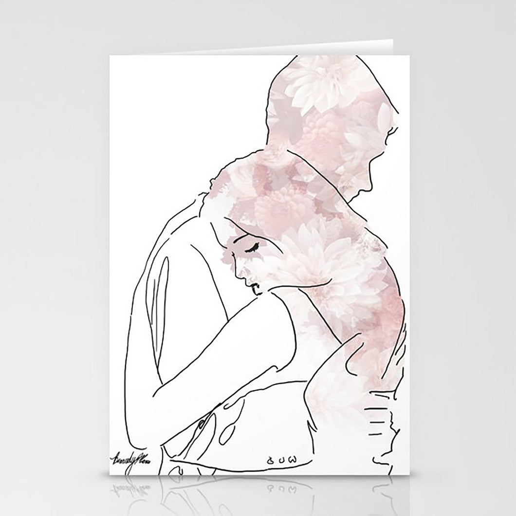 Romantic Line Art Card/Floral Line/Wedding Gift Butch Femme Non-Binary/Transgender Couple Queer Art/LGBTQ/Love Is Love Genderqueer