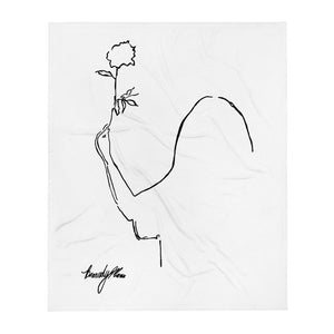 Throw Blanket Minimalist Art/Rose Line Art/Black & White Art/Christmas Gift/Unique Art/Artwork Poster/Modern Simple Art Birthday