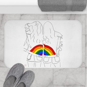 Lesbian Rainbow Bath Mat/Lesbian Housewarming/Lesbian Wedding/Lesbian Couple/Lesbian Love/LGBTQ/Queer Art Pride Gift LGBT Artist