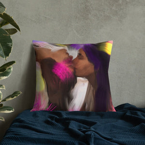 Lesbian Artwork Premium Pillow/Valentine/Lesbian Wedding/Two Brides/Lesbian Love Art/LGBTQ Pride Gay Pride/Femme Lesbian Art