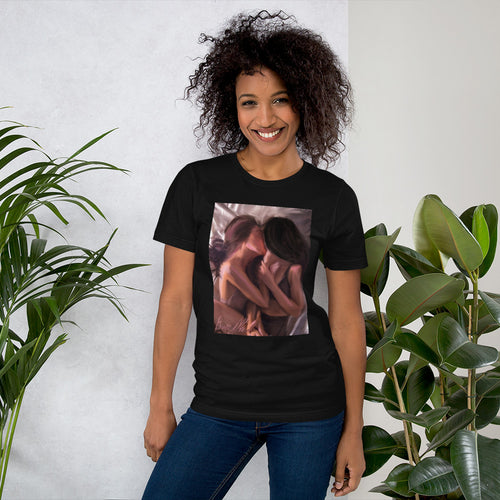 ***Short-Sleeve Unisex T-Shirt Lesbian Artwork Shirt / Lesbian Valentine's Day / Lesbian Wedding / Two Brides / Lesbian Love / Lesbian Romantic / Christmas