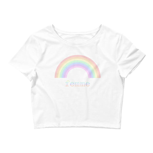 Rainbow Femme Lesbian Crop Top / Pastel Rainbow Distressed Femme LGBTQ Shirt/Gay Pride/Femme Lesbian/ Lesbian Birthday Gift/ Present