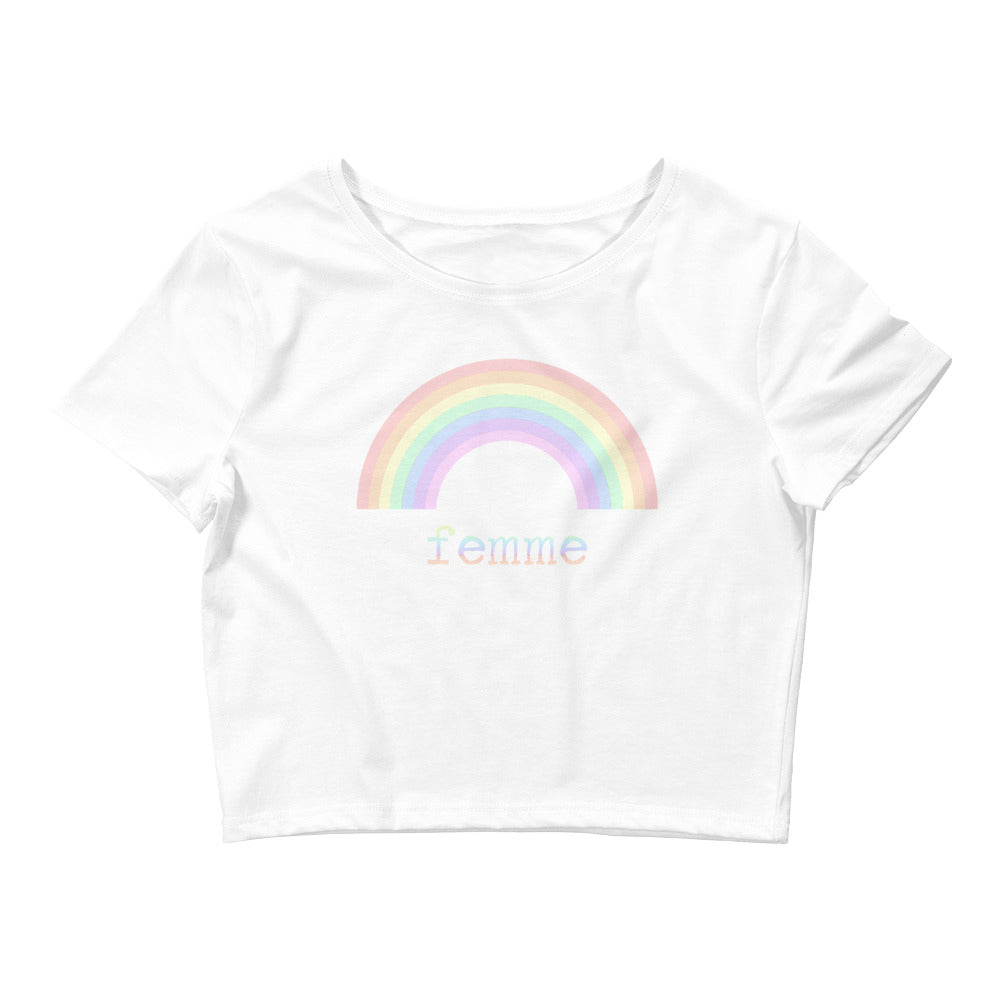 Rainbow Femme Lesbian Crop Top / Pastel Rainbow Distressed Femme LGBTQ Shirt/Gay Pride/Femme Lesbian/ Lesbian Birthday Gift/ Present